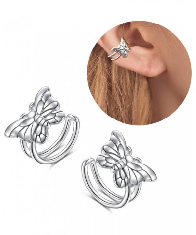 Birthday Gifts 925 Sterling Silver Ear Cuff Non Pierced Cuffs Hoop Huggie Earrings for Women Girls- Set of 2 Butterfly $17.69...