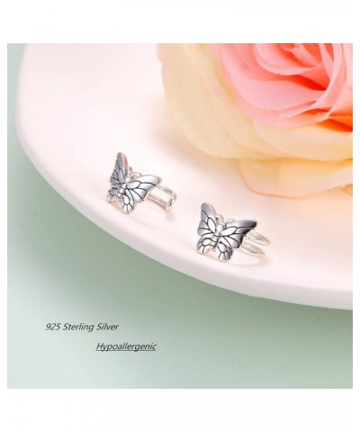 Birthday Gifts 925 Sterling Silver Ear Cuff Non Pierced Cuffs Hoop Huggie Earrings for Women Girls- Set of 2 Butterfly $17.69...