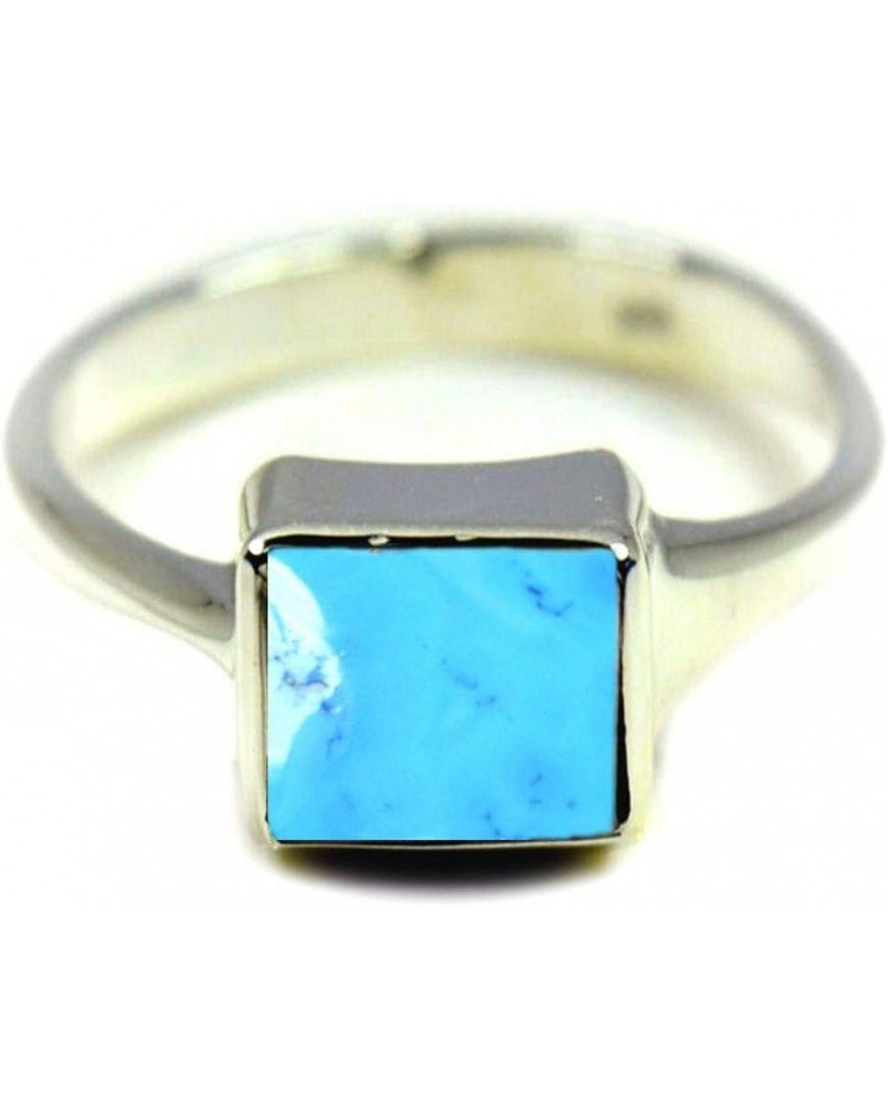 Choose Your Natural Gemstone Ring Square Shape 925 Sterling Silver Cabochon Birthstones Jewelry natural-cabochon turquoise $1...