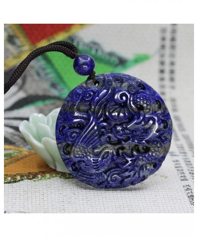 Natural Gemstones Dragon Phoenix Amulet 45mm Beads Charm Pendant Brown Rope Necklace 20 Inch Blue Lapis Quartzite $7.41 Neckl...