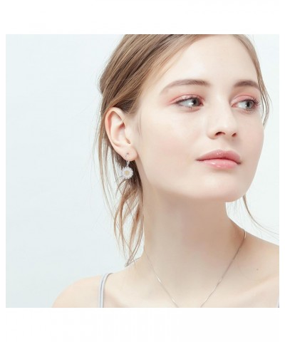 Daisy Earrings Sterling Silver Leverback Daisy Dangle Drop Earrings Daisy Flower Jewelry for Women Girls $19.59 Earrings