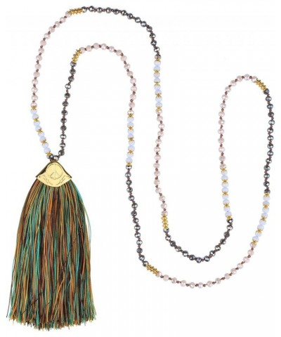 Tassel Necklace for Women Soft Cotton Tassel Golden Head 0781V $9.90 Necklaces