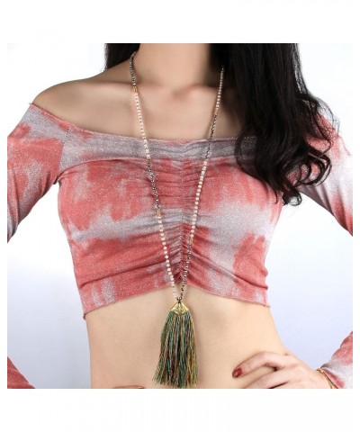 Tassel Necklace for Women Soft Cotton Tassel Golden Head 0781V $9.90 Necklaces