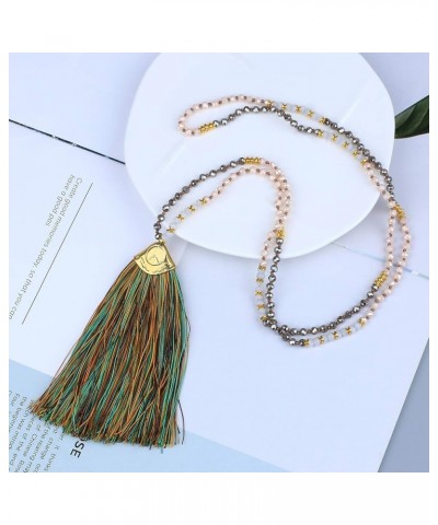 Tassel Necklace for Women Soft Cotton Tassel Golden Head 0781V $9.90 Necklaces