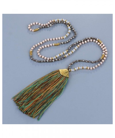 Tassel Necklace for Women Soft Cotton Tassel Golden Head 0781V $9.90 Necklaces