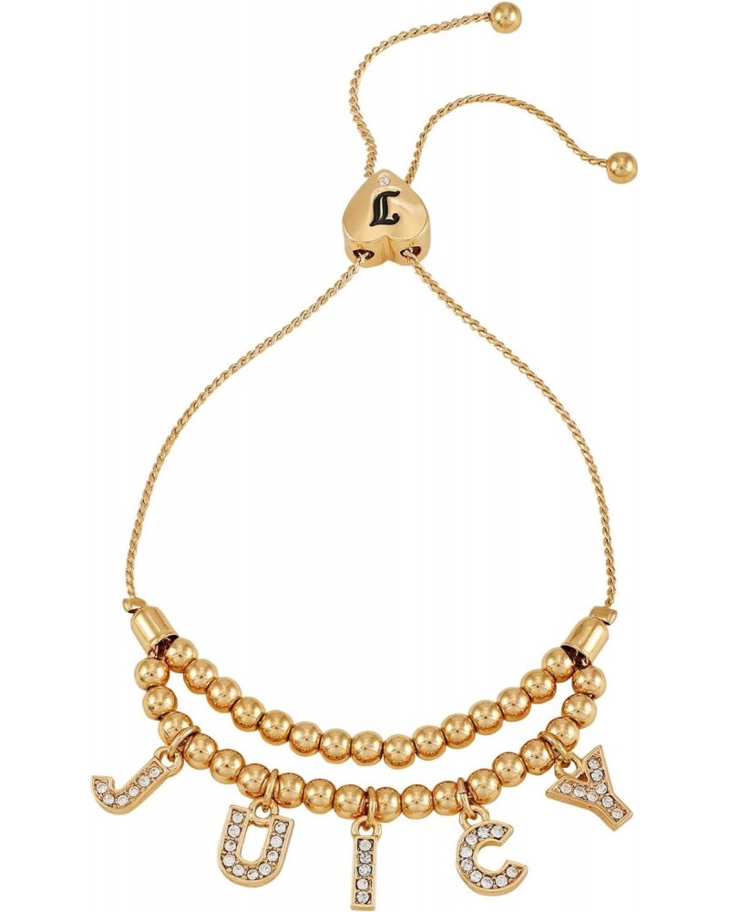 Goldtone Glass Stones Slider Charm Bracelet For Women $9.63 Bracelets