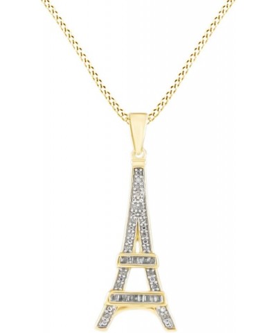 Jewel Zone US 1/6 Ct Eiffel Tower Charm Pendant Necklace in 14K Gold Over Sterling Silver yellow-gold-plated-silver $38.94 Ne...