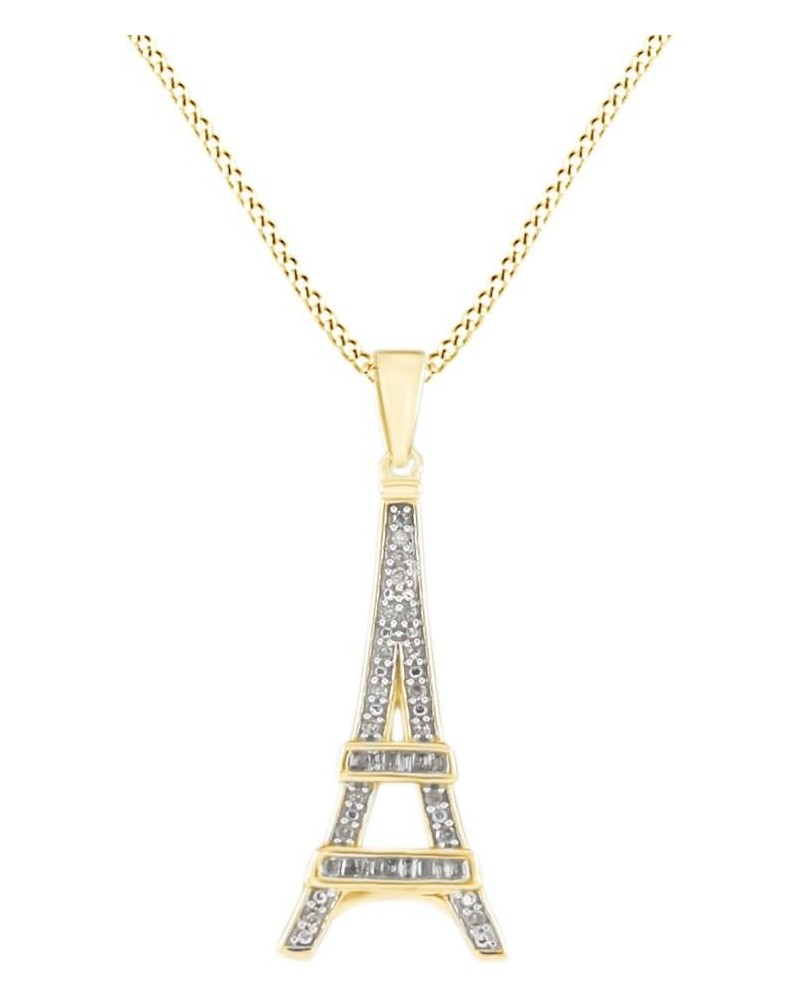 Jewel Zone US 1/6 Ct Eiffel Tower Charm Pendant Necklace in 14K Gold Over Sterling Silver yellow-gold-plated-silver $38.94 Ne...