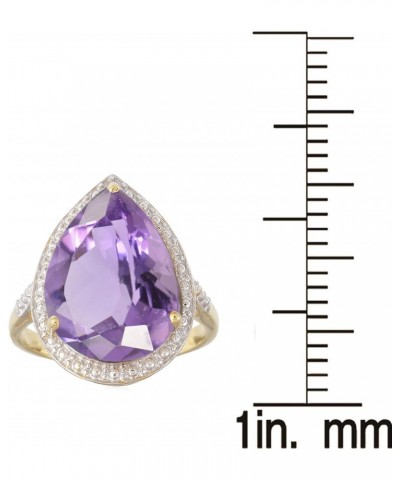 18KT Yellow Gold Over Sterling Silver with Natural Amethyst Tear Drop Solitaire Ring $85.95 Rings