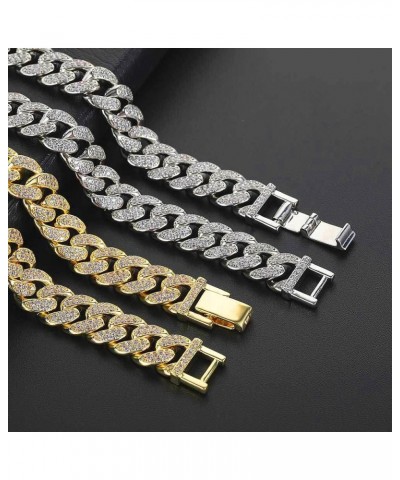 12mm Iced Out Cuban Link Chain Gold Plated Choker Necklace Hip Hop Bling Full CZ Diamond Necklace Bracelet with Giftbox for M...