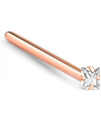 14k Rose Gold 1.5mm, 2mm, 2.5mm or 3mm Square CZ 22G 20G 18G Rose Gold Straight-1.5mm CZ-22G $15.96 Body Jewelry