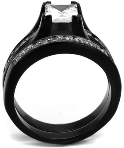 His and Her 3 Piece Black Stainless Steel and Titanium Wedding Engagement Ring Band Set Size Women's 06 Men's 09 $21.03 Sets