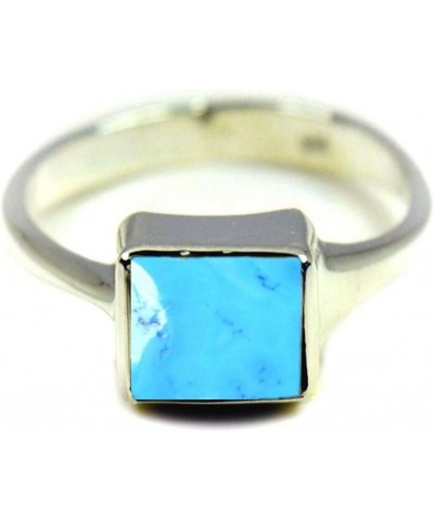 Choose Your Natural Gemstone Ring Square Shape 925 Sterling Silver Cabochon Birthstones Jewelry natural-cabochon turquoise $1...