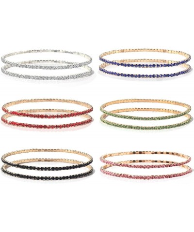 12 Pieces Rhinestone Bracelets for Women Girls Stretch Multilayered Bracelet Set Jewelry multi $8.79 Bracelets