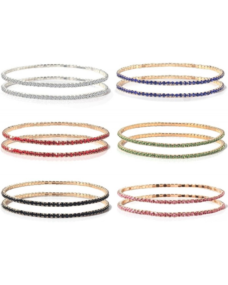 12 Pieces Rhinestone Bracelets for Women Girls Stretch Multilayered Bracelet Set Jewelry multi $8.79 Bracelets