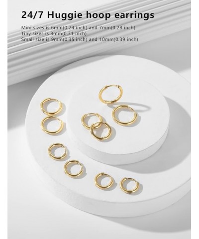 Small Gold Hoop Earrings for Women: 14K Gold Huggie Hoop Earrings for Cartilage Helix Tragus Hypoallergenic Tiny Thin Hoop Ea...