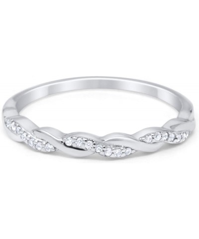 Half Eternity Infinity Twisted Band Ring Round Simulated Cubic Zirconia 925 Sterling Silver Simulated CZ $12.00 Rings