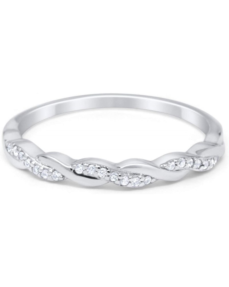 Half Eternity Infinity Twisted Band Ring Round Simulated Cubic Zirconia 925 Sterling Silver Simulated CZ $12.00 Rings