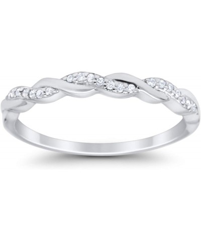 Half Eternity Infinity Twisted Band Ring Round Simulated Cubic Zirconia 925 Sterling Silver Simulated CZ $12.00 Rings