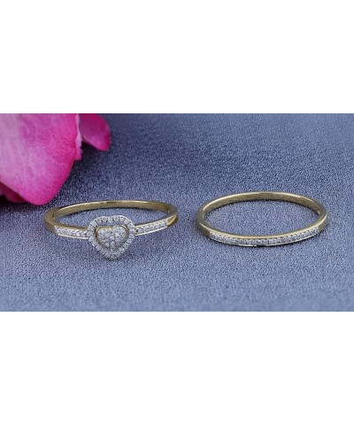 0.23 Carat (ctw) Round White Diamond Heart Shaped Engagement Ring Set for Women in 925 Sterling Silver 9.5 Yellow Plated Ster...