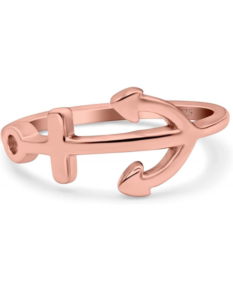 Anchor Band Rhodium Plated Statement Fashion Thumb Ring 925 Sterling Silver Rose Tone, Sterling Silver $14.49 Rings