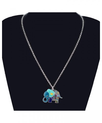 Enamel Alloy Cute Elephant Necklace Animals Pendant Novelty Jewelry Gifts for Women Girls Charms Blue $8.31 Necklaces