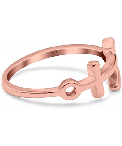 Anchor Band Rhodium Plated Statement Fashion Thumb Ring 925 Sterling Silver Rose Tone, Sterling Silver $14.49 Rings