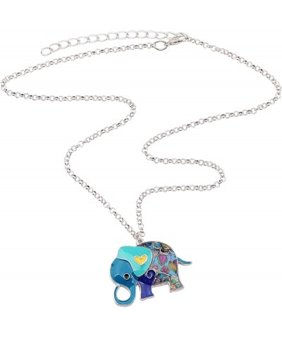 Enamel Alloy Cute Elephant Necklace Animals Pendant Novelty Jewelry Gifts for Women Girls Charms Blue $8.31 Necklaces