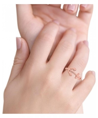 Anchor Band Rhodium Plated Statement Fashion Thumb Ring 925 Sterling Silver Rose Tone, Sterling Silver $14.49 Rings