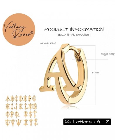 Initial Huggie Hoop Earrings for Women 14K Gold Plated Letter A-Z Alphabet Personalized Earrings Minimalist Dainty Jewelry Gi...