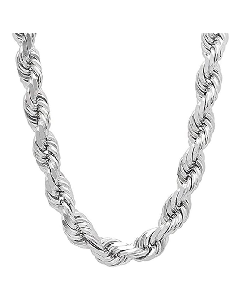 925 Sterling Silver 9MM Hollow Italian Rope Diamond Cut Twist Link Chain Necklace for Men & Women Comes with Gift Box- Made i...