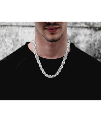 925 Sterling Silver 9MM Hollow Italian Rope Diamond Cut Twist Link Chain Necklace for Men & Women Comes with Gift Box- Made i...