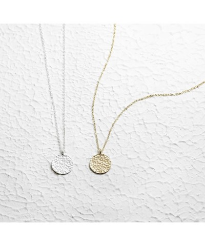 Moon Pendant Necklace, 14K Gold Plated Coin Pendant Necklace New Moon Crescent Moon Full Moon Open Circle Hammered Pendant Ne...