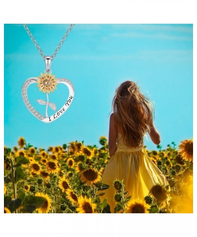 You are my Sunshine Engraved Necklace Heart Sunflower Necklace Jewelry for Mom Women Girls Customized Engraved Personalized I...