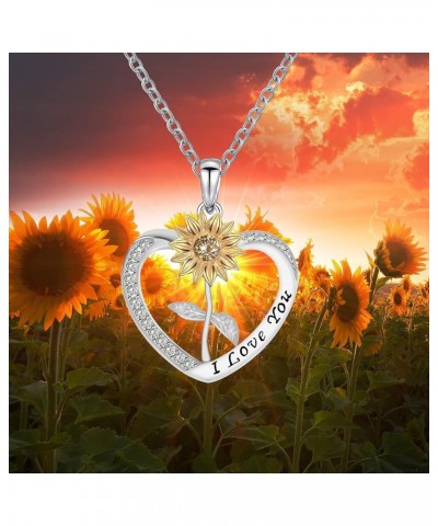 You are my Sunshine Engraved Necklace Heart Sunflower Necklace Jewelry for Mom Women Girls Customized Engraved Personalized I...