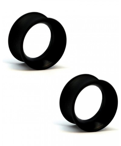 KAOS BRAND: Pair of Black Silicone Double Flared Skin Eyelets 2g, 1/4" Wearable Length $18.25 Body Jewelry