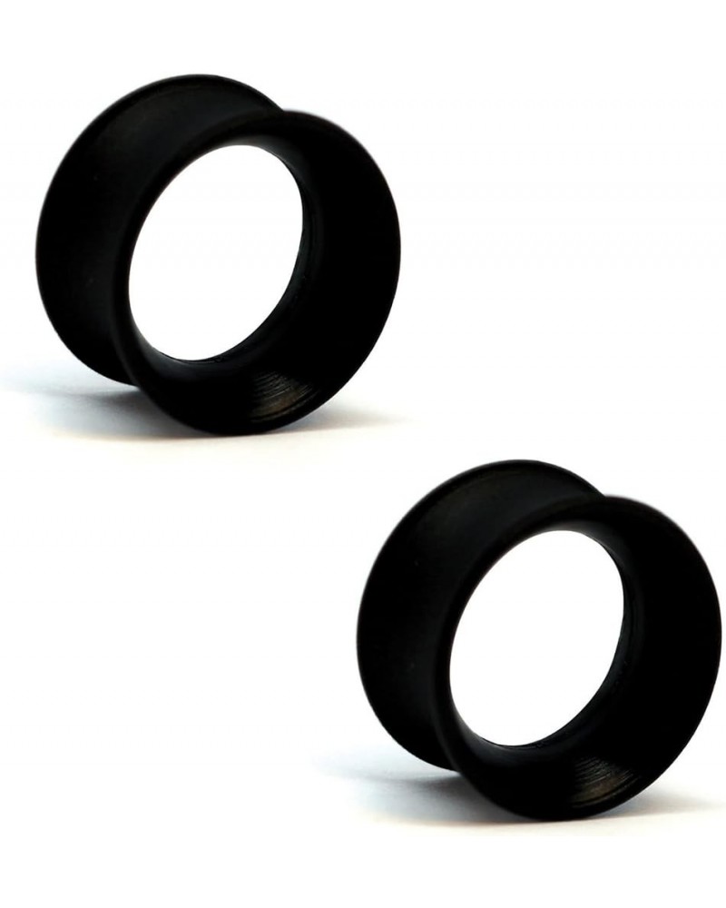 KAOS BRAND: Pair of Black Silicone Double Flared Skin Eyelets 2g, 1/4" Wearable Length $18.25 Body Jewelry