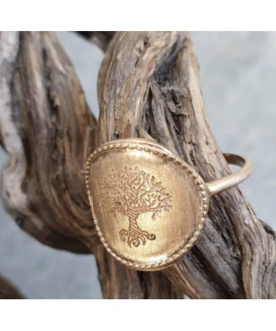 HUKQBUNX 18K gold tree of life creative fashion women personality fresh tree shape men and women universal ring size 6-10 $10...