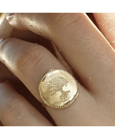 HUKQBUNX 18K gold tree of life creative fashion women personality fresh tree shape men and women universal ring size 6-10 $10...