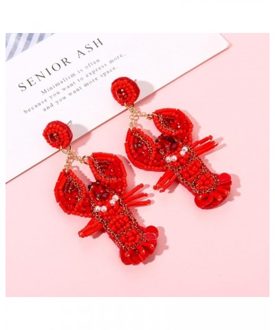 Beaded Starfish Earrings for Women Handmade Statement Lobster Dangle Earrings Boho Summer Funky Crawfish Drop Dangling Earrin...