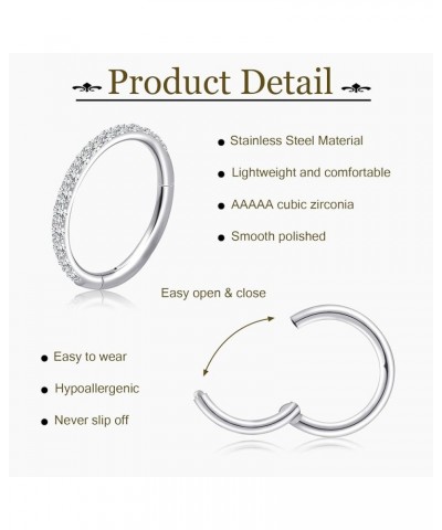 3pcs Gold Plated Nose Rings Hoops for Women:20G 18G Hypoallergenic 316l Surgical Steel Earrings Septum Clicker Ring Hinged Se...