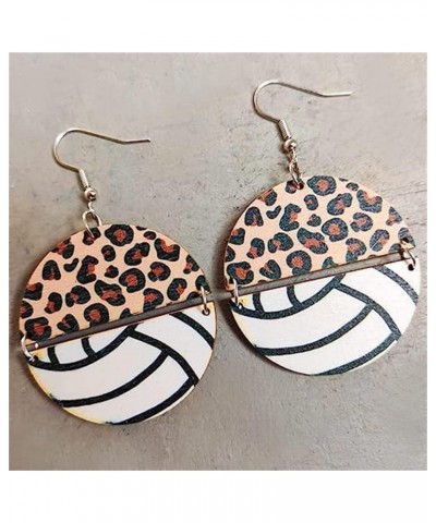 Wooden Football Soccer Baseball Basketball Volleyball Leopard Print Earrings Boho Sports Game Teardrop Heart Round Shape Drop...