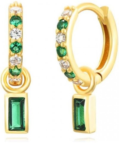 Small Gold Huggie Hoop Earrings For Women Emerald Green Earrings With Green Heart Drop Gold Plated Hoop Earrings Hypoallergen...