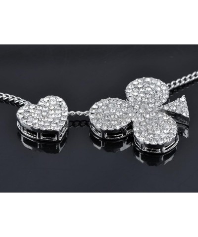 Vegas 4 Suits Gamblers Luck Lucky Casino Crystal Rhinestones Moveable Pendant Necklace Silver $10.57 Necklaces