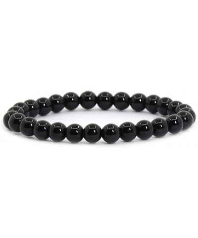 Gem Semi Precious Gemstone 6mm Round Beads Stretch Bracelet 6.5 Inch Black Agate $10.00 Bracelets