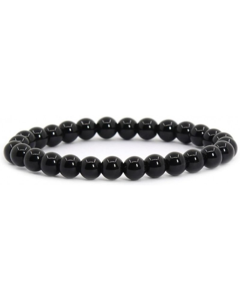 Gem Semi Precious Gemstone 6mm Round Beads Stretch Bracelet 6.5 Inch Black Agate $10.00 Bracelets