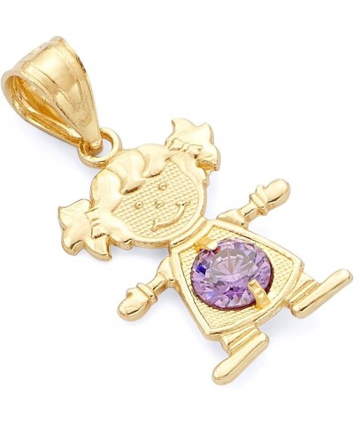 14k REAL Yellow Gold CZ Charm Pendant - 12 Different Color Stone Available Feb $33.60 Pendants