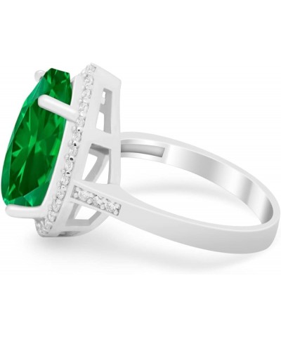 Teardrop Cocktail Wedding Engagement Bridal Ring Pear Round Cubic Zirconia 925 Sterling Silver Simulated Green Emerald CZ $16...