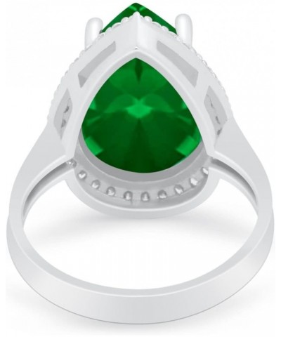 Teardrop Cocktail Wedding Engagement Bridal Ring Pear Round Cubic Zirconia 925 Sterling Silver Simulated Green Emerald CZ $16...