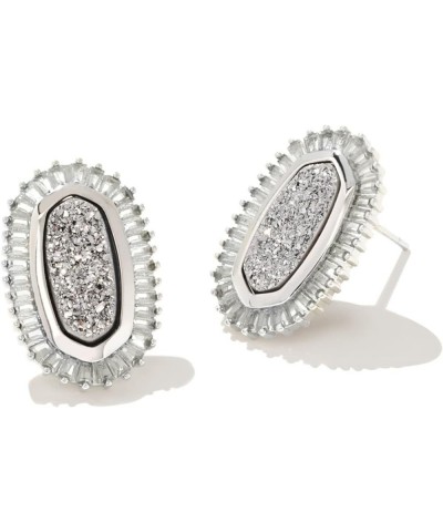 Baguette Ellie Stud Earrings One Size Rhodium Platinum Drusy $29.28 Earrings